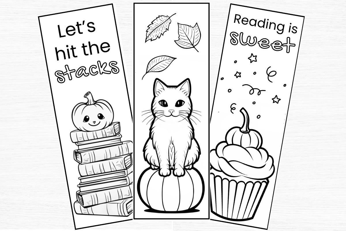 Free Printable Pumpkin Bookmarks to Color