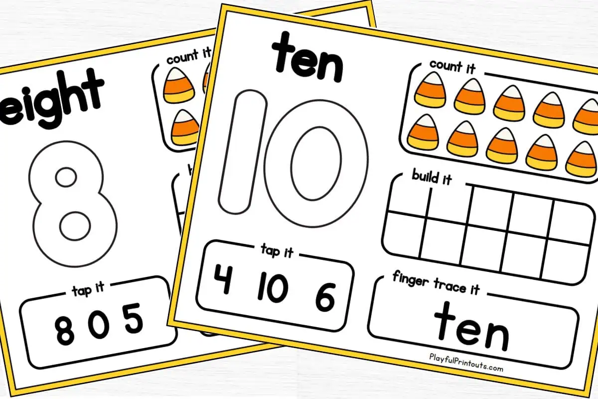 number mats printable for numbers 8 and 10.