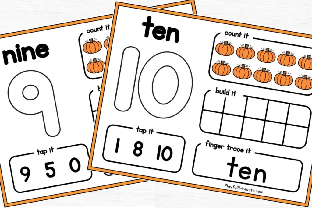 number mat printables for 9 and 10. 